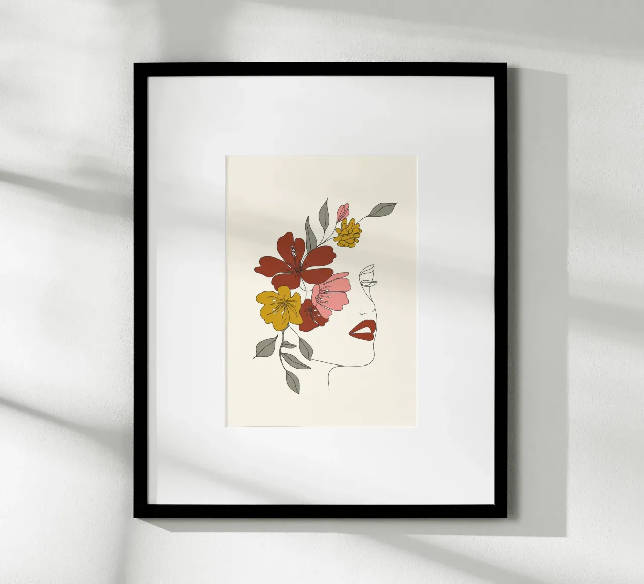Colorful Thoughts Minimal Line Art Woman Face I poster con telaio in alluminio da Nadjaa