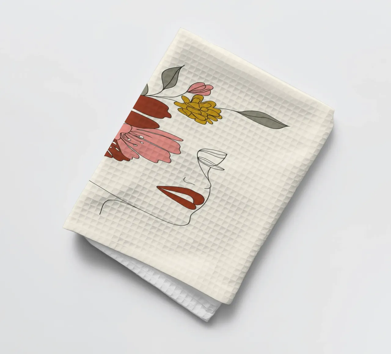 Colorful Thoughts Minimal Line Art Woman Face I canovaccio da cucina da Nadjaa