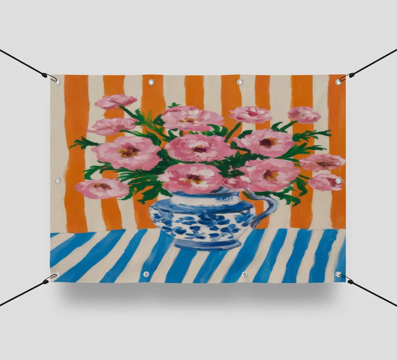 Fiori in vaso a righe telo in pvc da Grande Serene