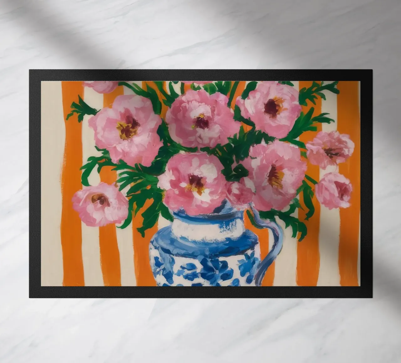 Fiori in vaso a righe zerbino da Grande Serene