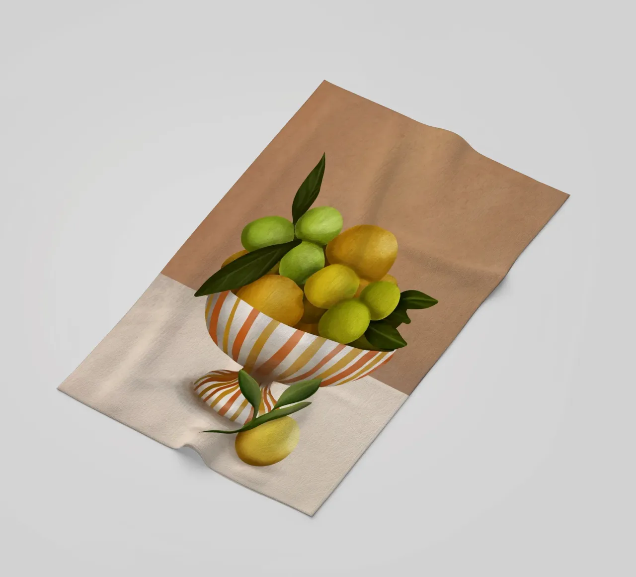 Golden Citrus 1 beach towel by cityart
