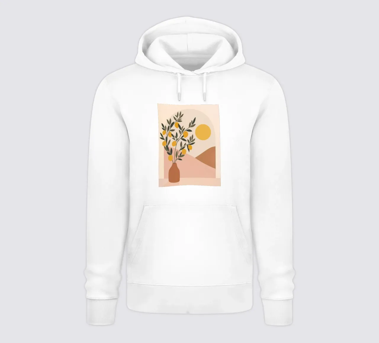 Albero di limone boho in vaso greco Arte mediterranea con sole felpa con cappuccio da Gentle Echoes Art