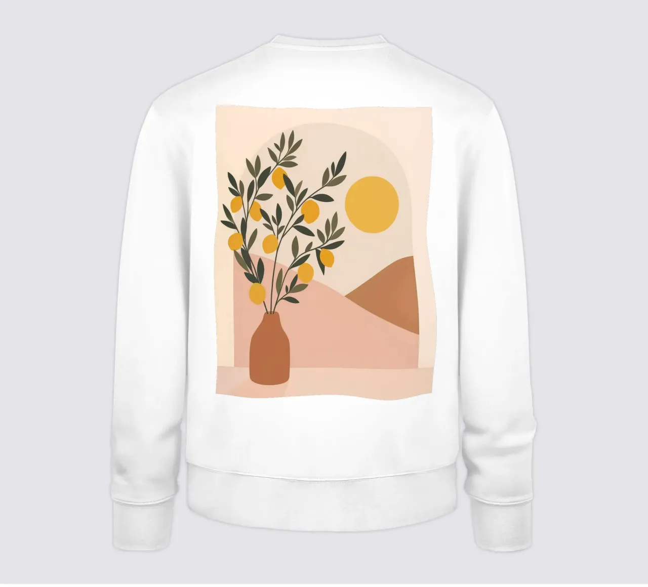 Albero di limone boho in vaso greco Arte mediterranea con sole felpa da Gentle Echoes Art