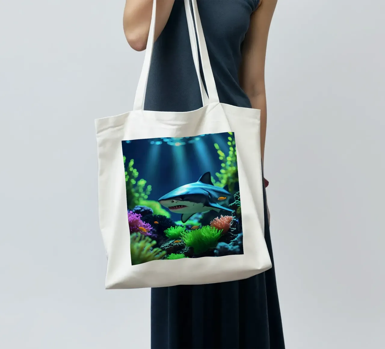 ✨🦈Shark ✦ Neon Apex 🌙 borsa in juta da LUMAQUA STUDIO