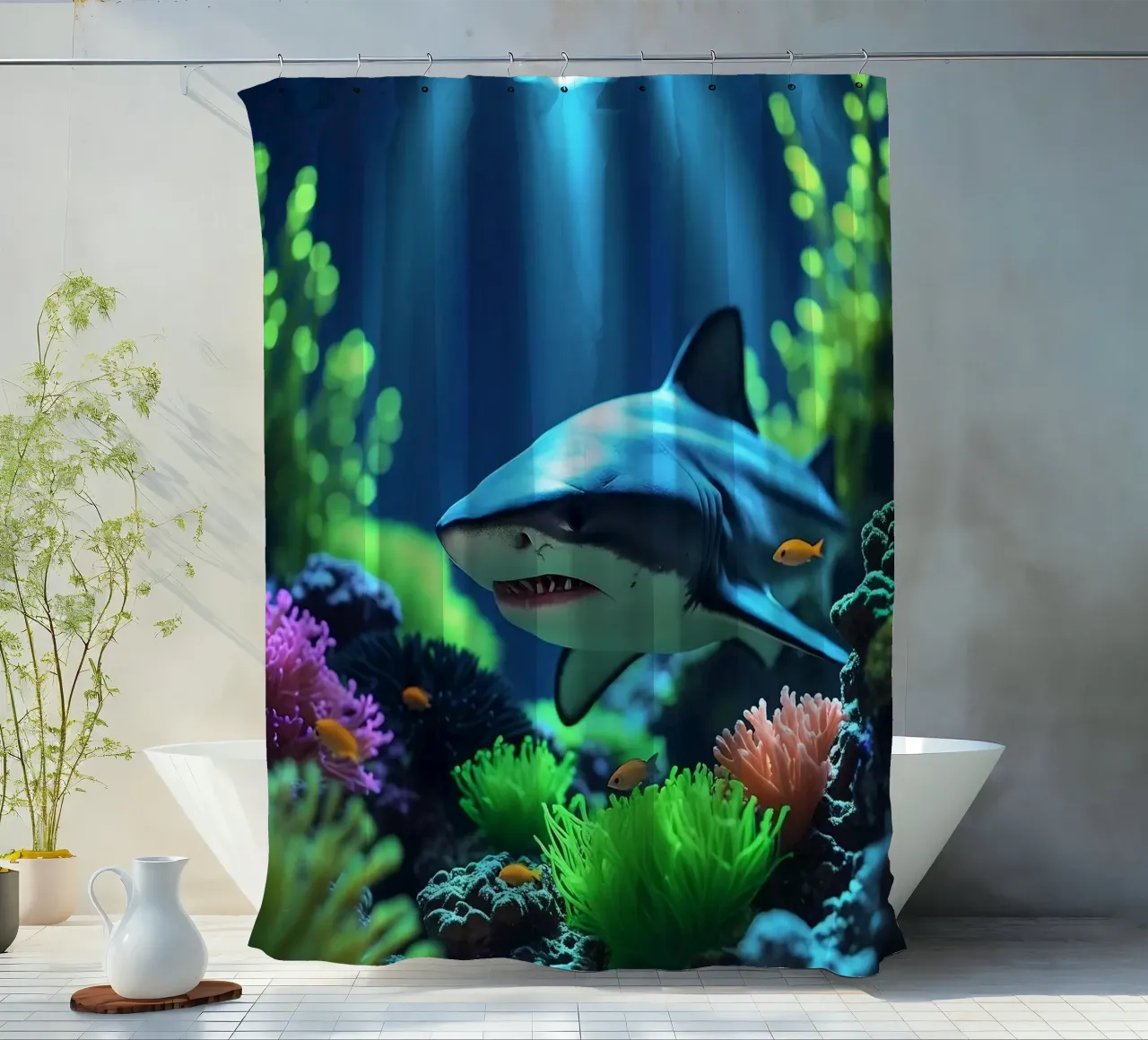 ✨🦈Shark ✦ Neon Apex 🌙 tenda da doccia da LUMAQUA STUDIO