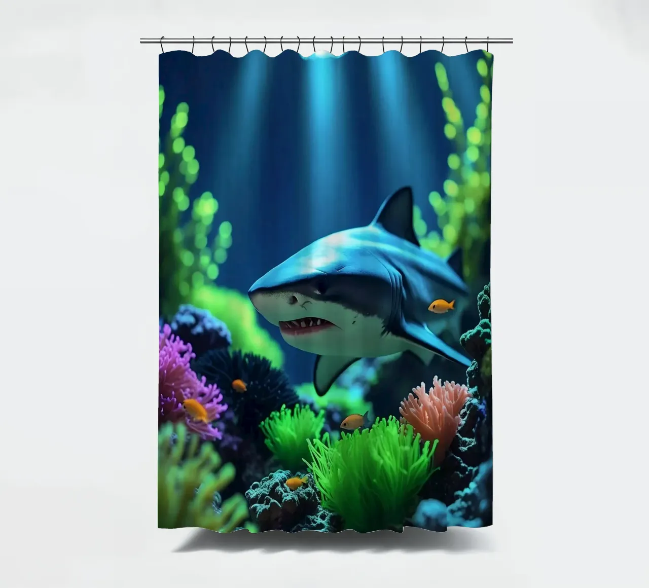 ✨🦈Shark ✦ Neon Apex 🌙 tenda da doccia da LUMAQUA STUDIO