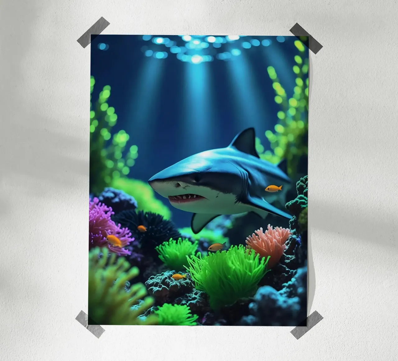 ✨🦈Shark ✦ Neon Apex 🌙 carta hahnemühle da lumaquastudio
