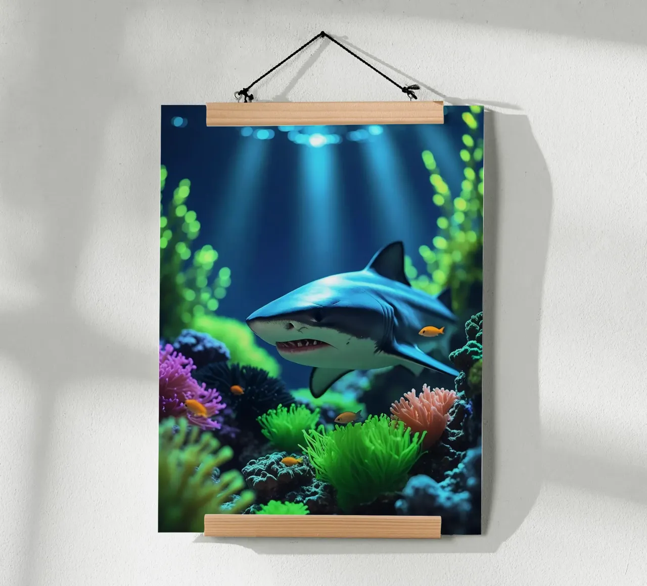 ✨🦈Shark ✦ Neon Apex 🌙 carta hahnemühle da lumaquastudio