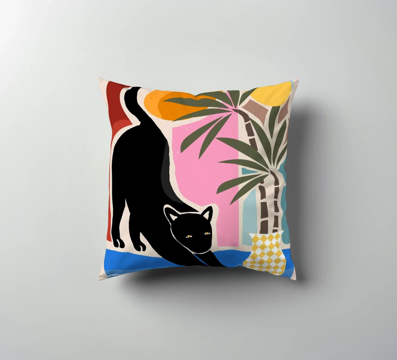Lazy Days and a Black cat cuscino da mysteriouscoco