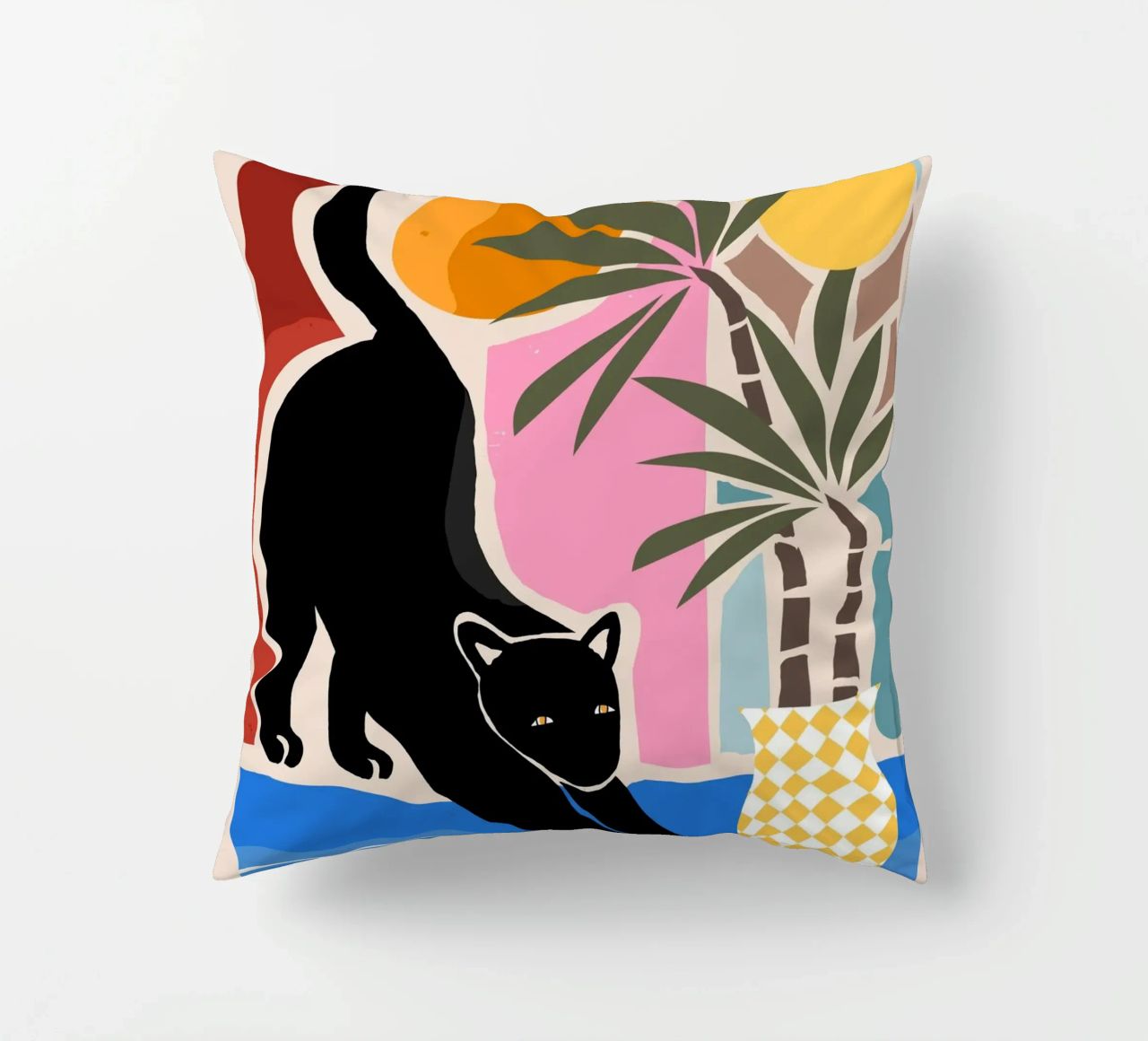 Lazy Days and a Black cat cuscino da mysteriouscoco
