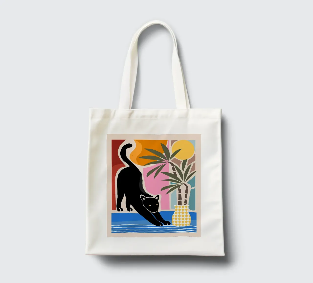 Lazy Days and a Black cat tote bag by mysteriouscoco