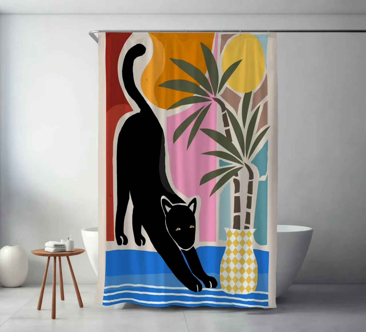 Lazy Days and a Black cat tenda da doccia da mysteriouscoco