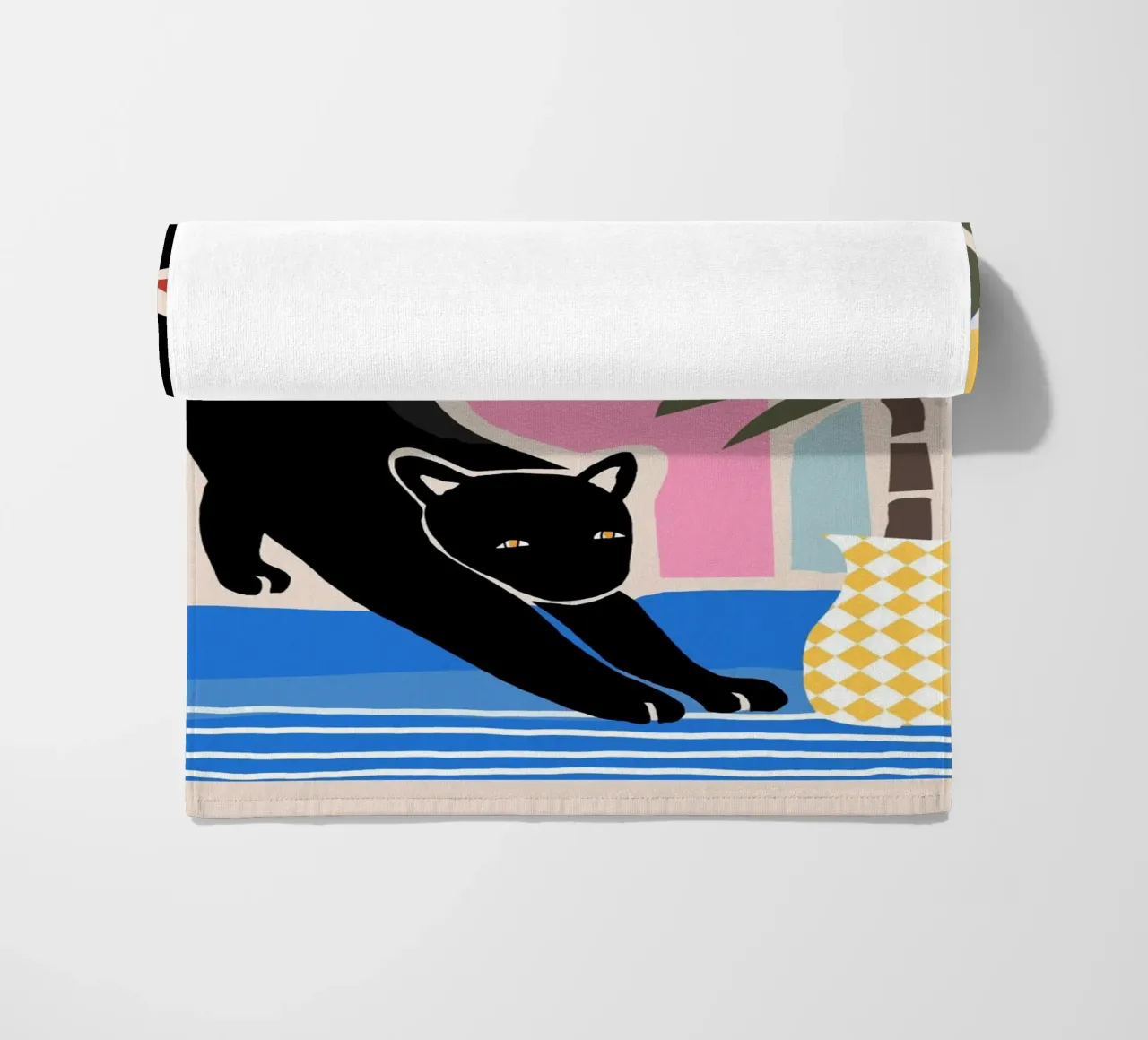 Lazy Days and a Black cat Strandtuch von mysteriouscoco