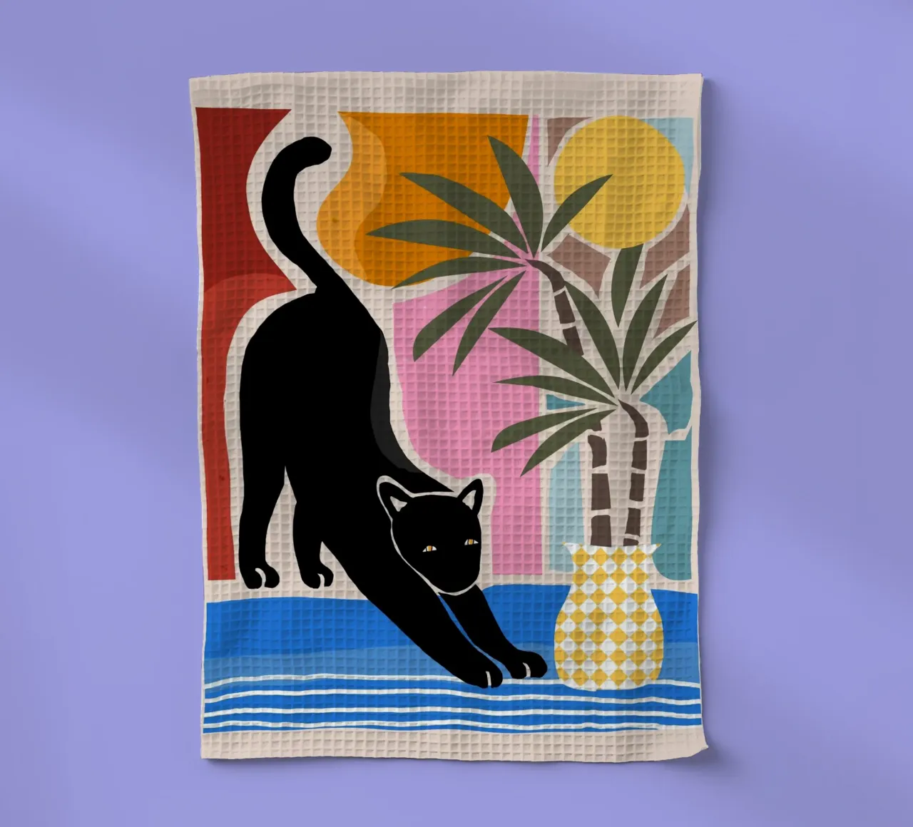 Lazy Days and a Black cat paño de cocina de mysteriouscoco