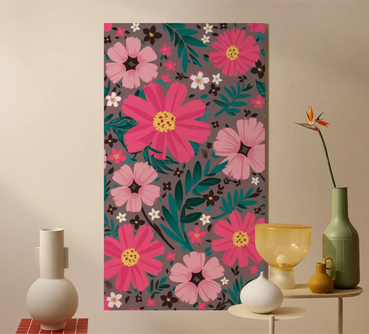 Kosmische rosa Flora Acryl-Glas von Grande Serene