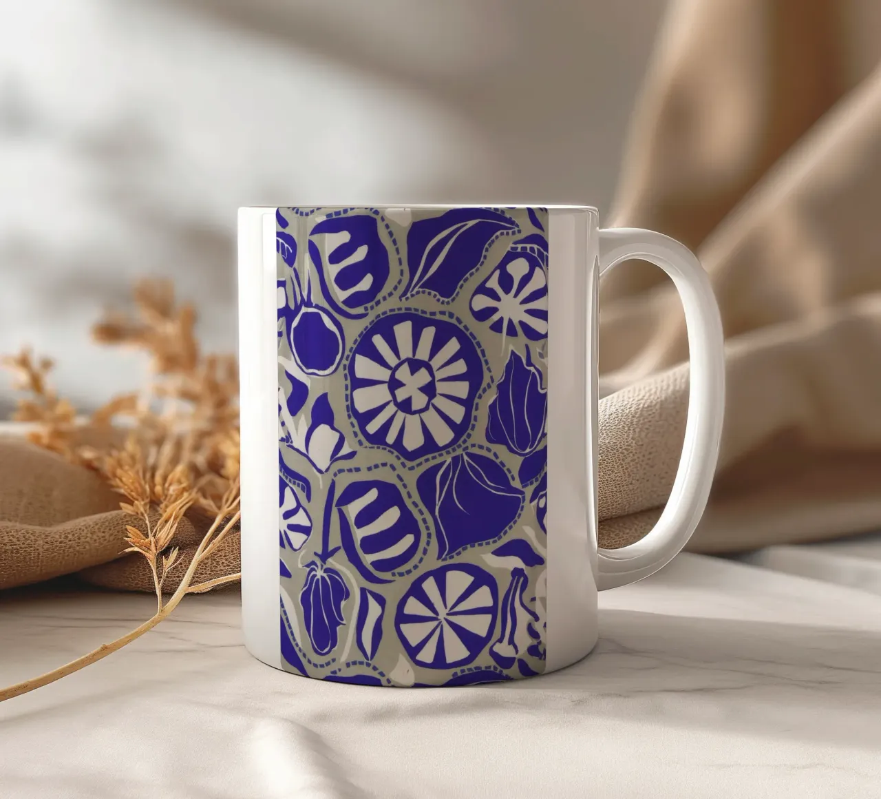 Medaglioni a fiore cobalto tazza in ceramica da Grande Serene