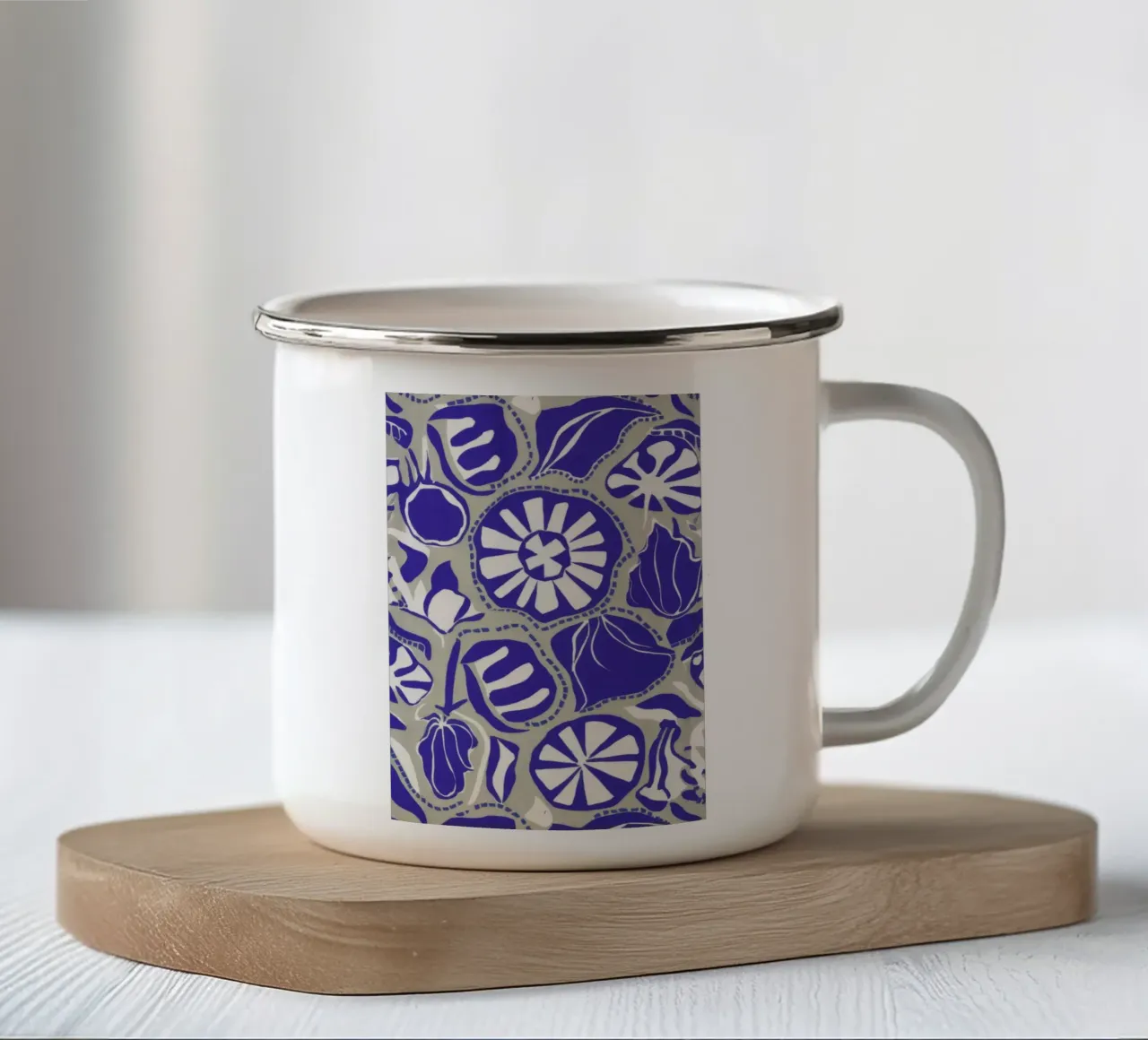 Medaglioni a fiore cobalto tazza in smalto da Grande Serene