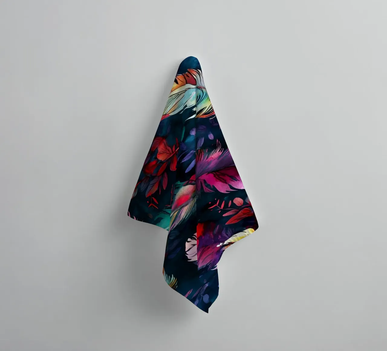 Vibrant feathers towel by Lionmixart