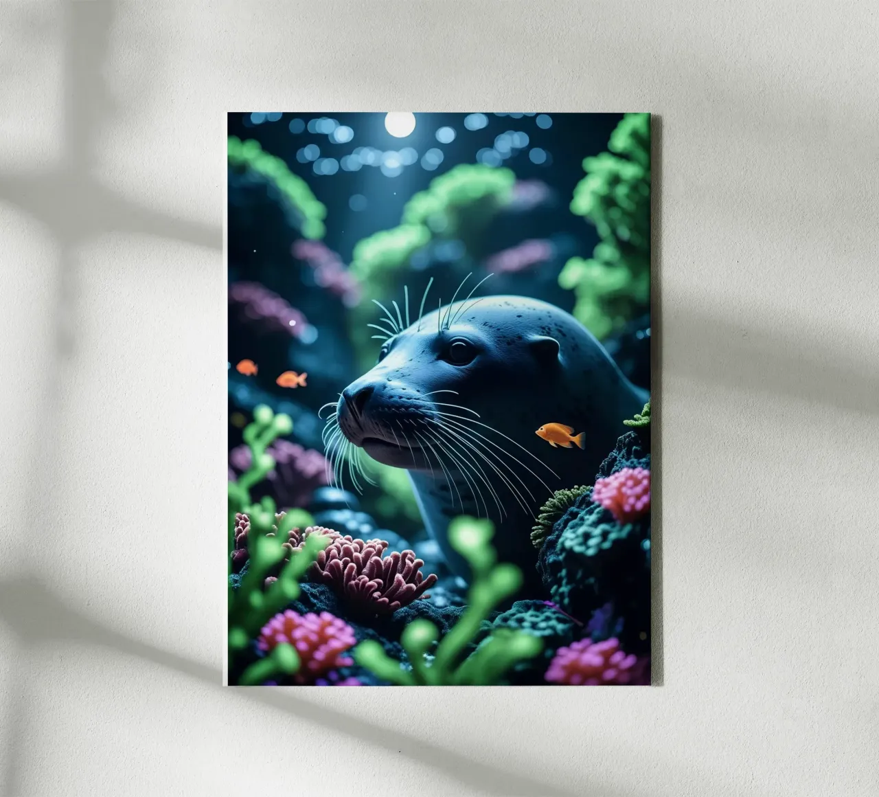 ✨🦭 Seal ✦ Whiskered Watcher 🌙 canvas with Floater frame by LUMAQUA STUDIO