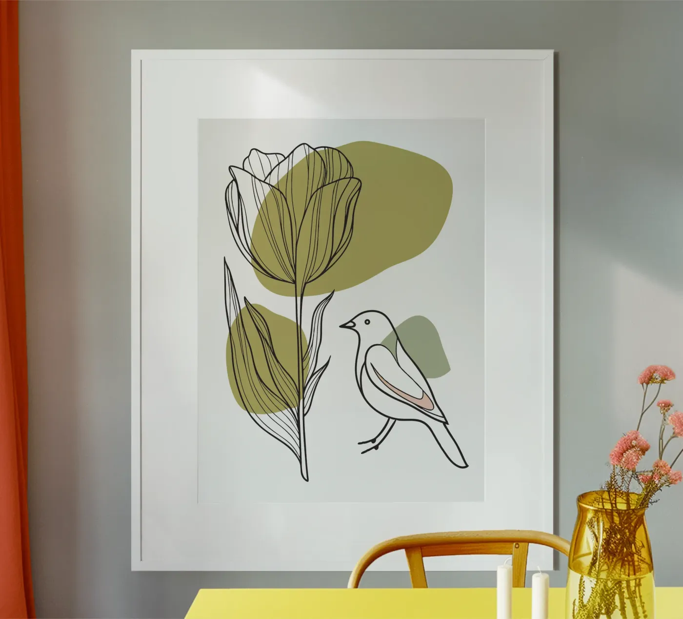 Tulipani e uccelli poster da RELAXING TOUCH