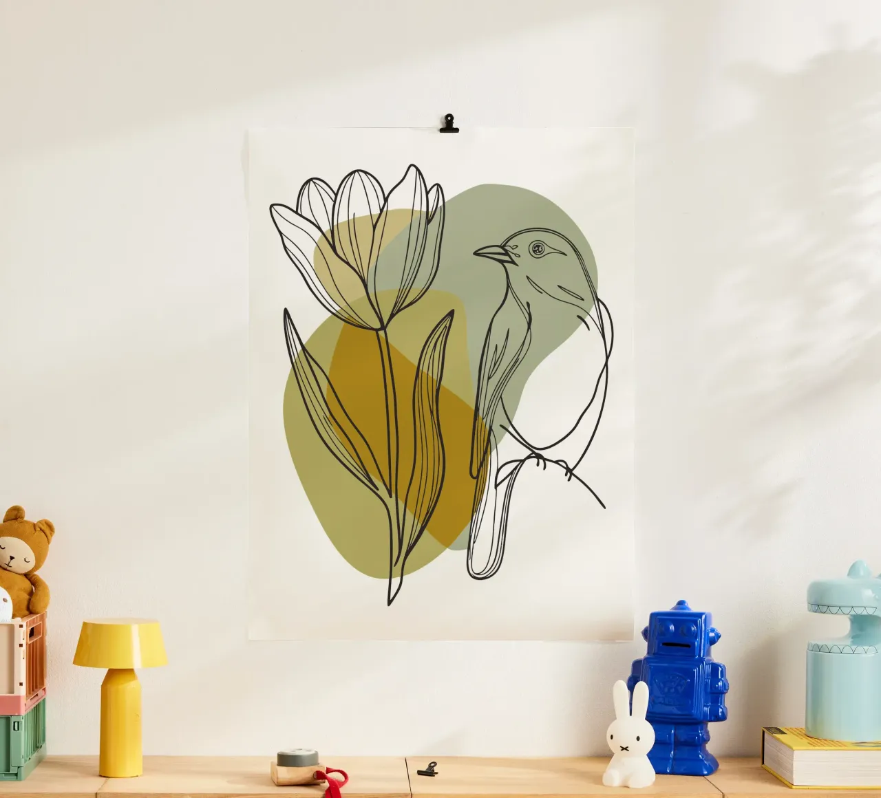 Tulipani e uccelli poster da RELAXING TOUCH