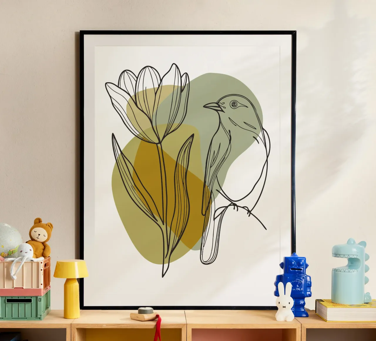 Tulipani e uccelli poster da RELAXING TOUCH
