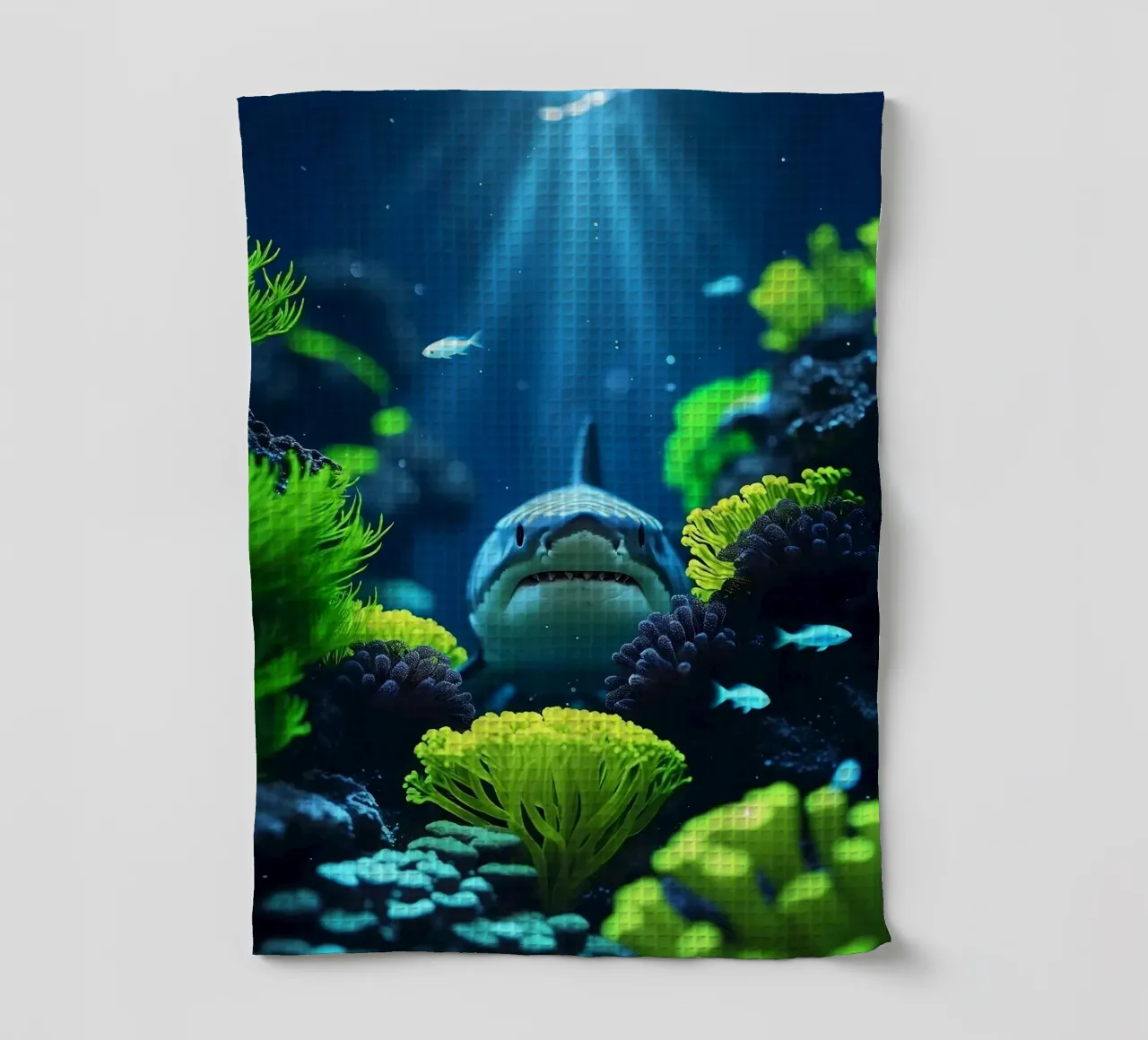 ✨🦈 Shark ✦ Into the Blue Gaze 🌙 tea towel by LUMAQUA STUDIO