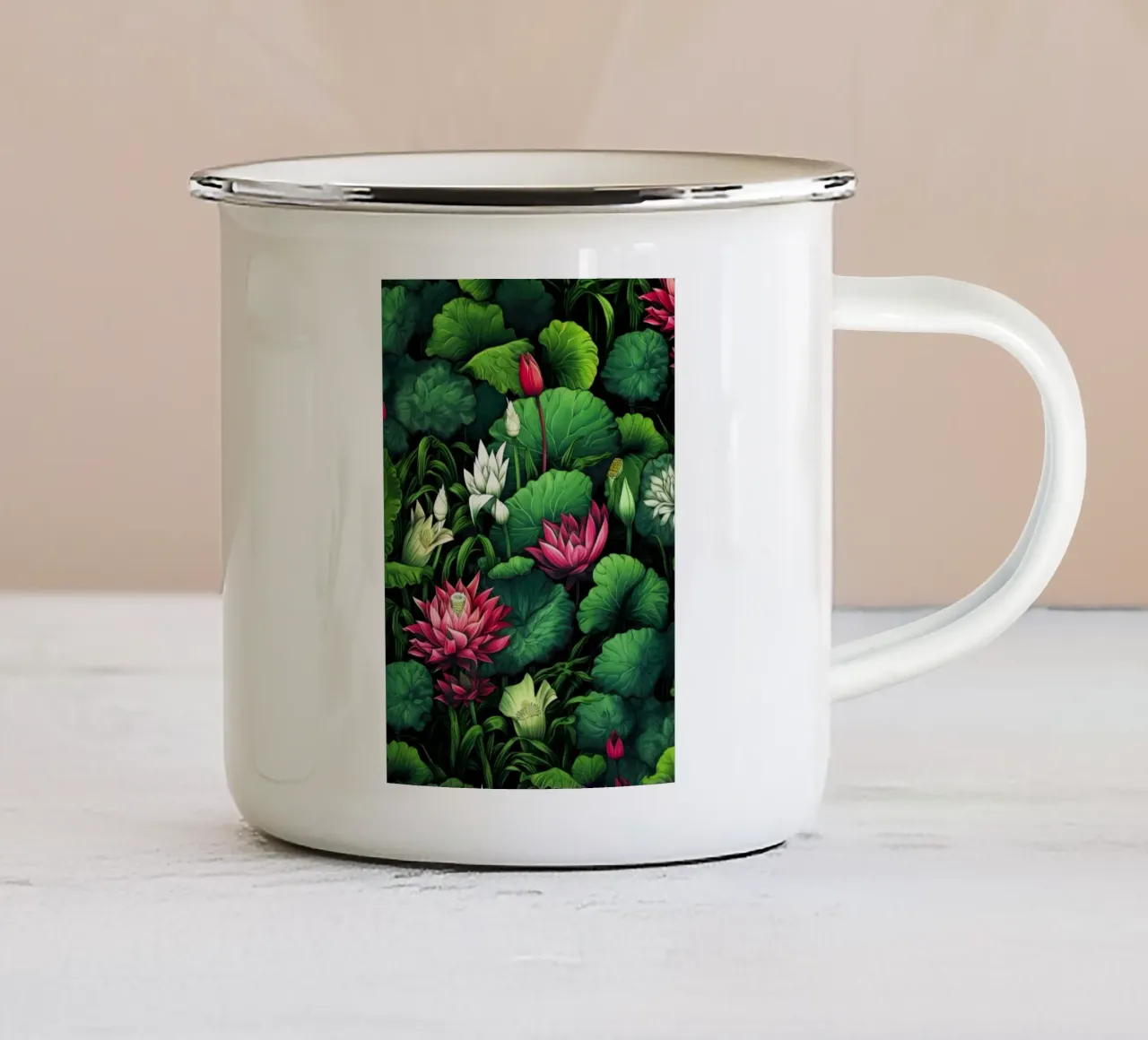 Fiori di loto tazza in smalto da Lionmixart
