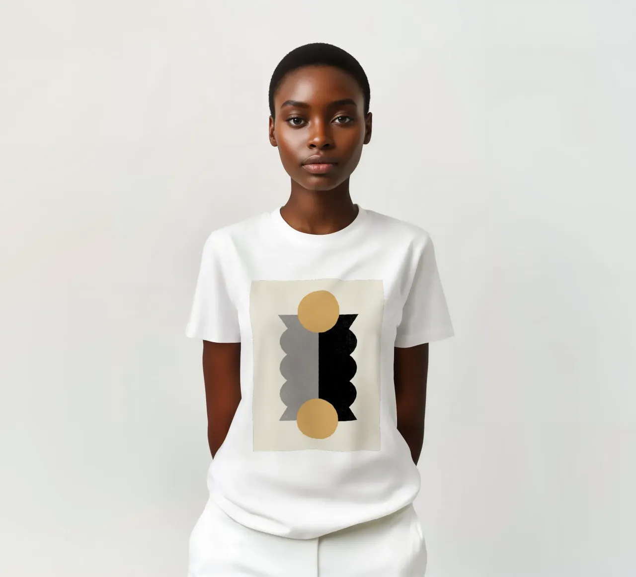 Balance Colorblock - Gold Black t-shirt by MoonlightPrint