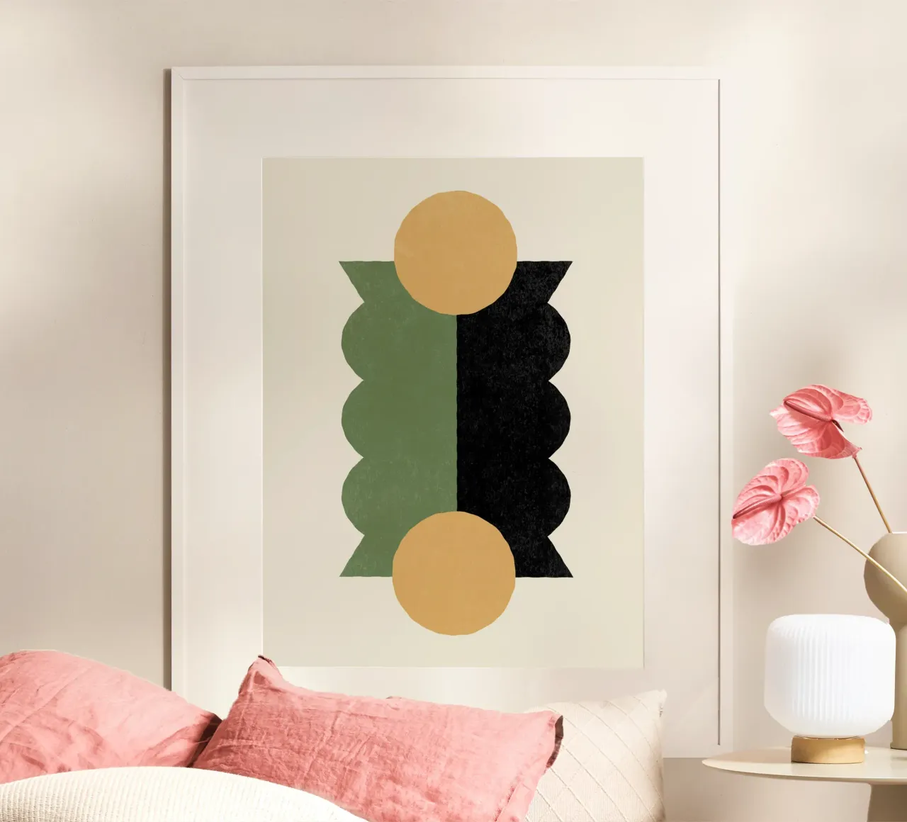 Balance Colorblock - Verde Oro poster con telaio in alluminio da MoonlightPrint