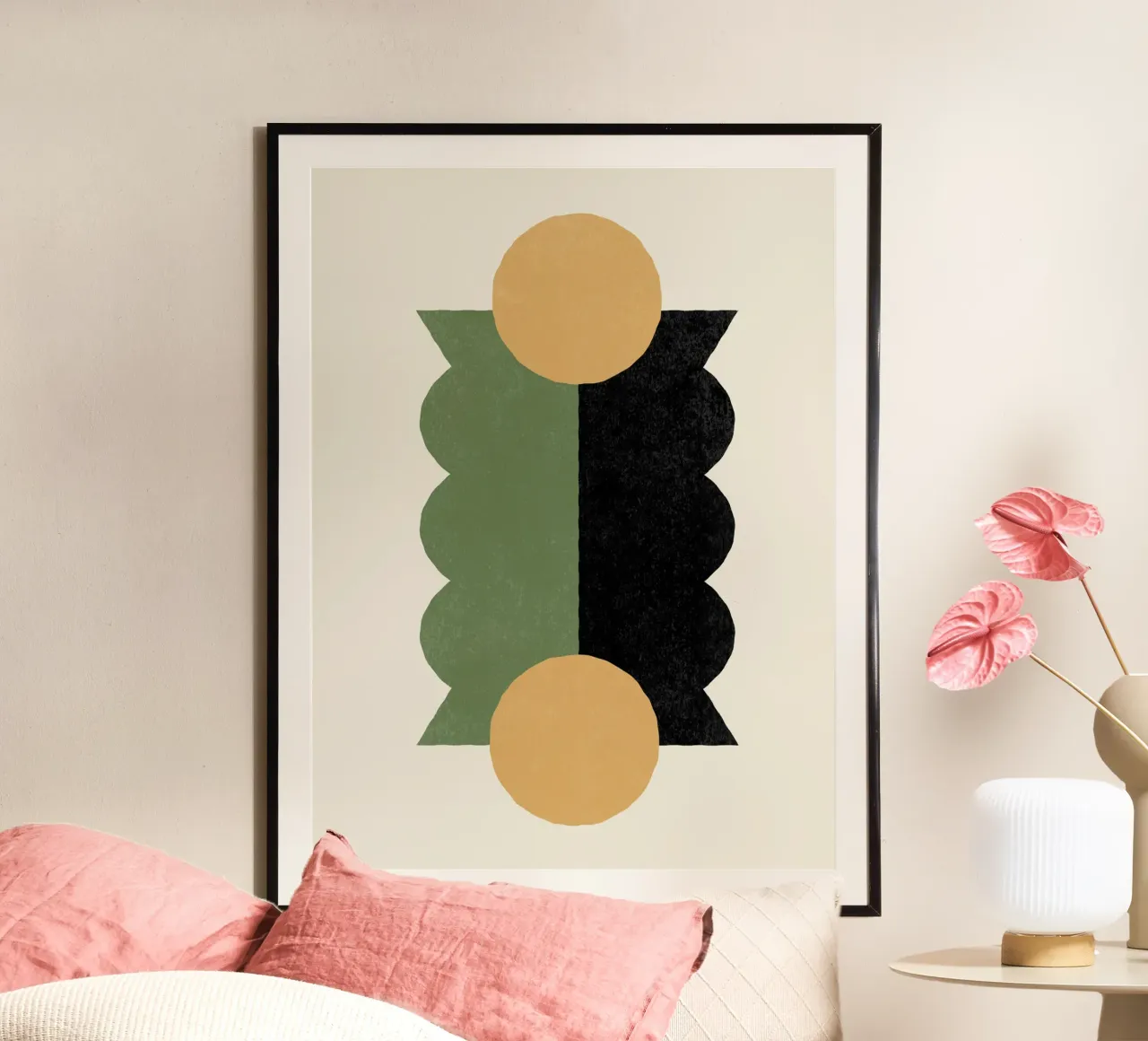 Balance Colorblock - Verde Oro poster con telaio in alluminio da MoonlightPrint