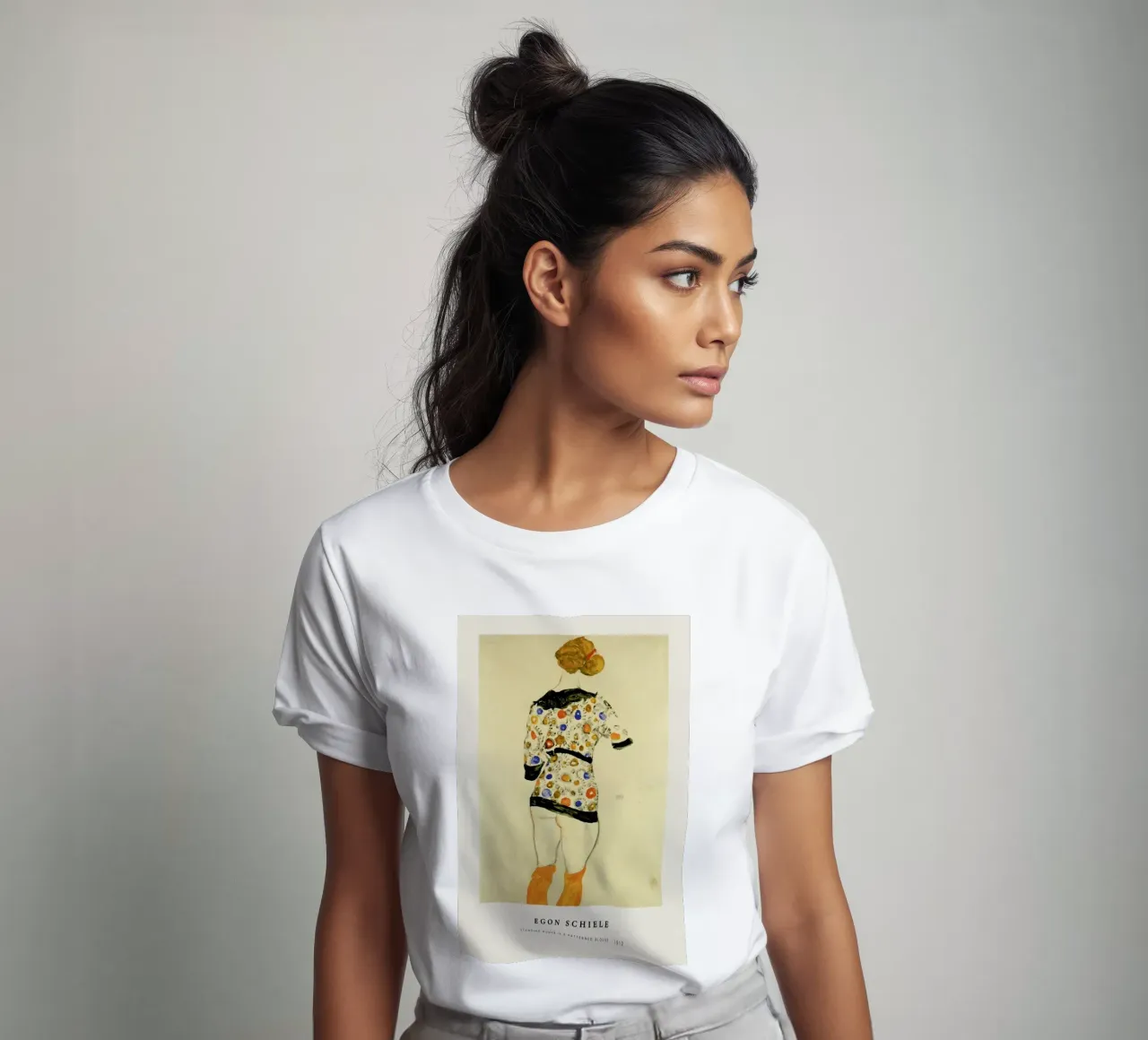 Egon Schiele - Standing Woman In A Patterned Blouse - 1912 T-Shirt von Vintage by JUNIQE