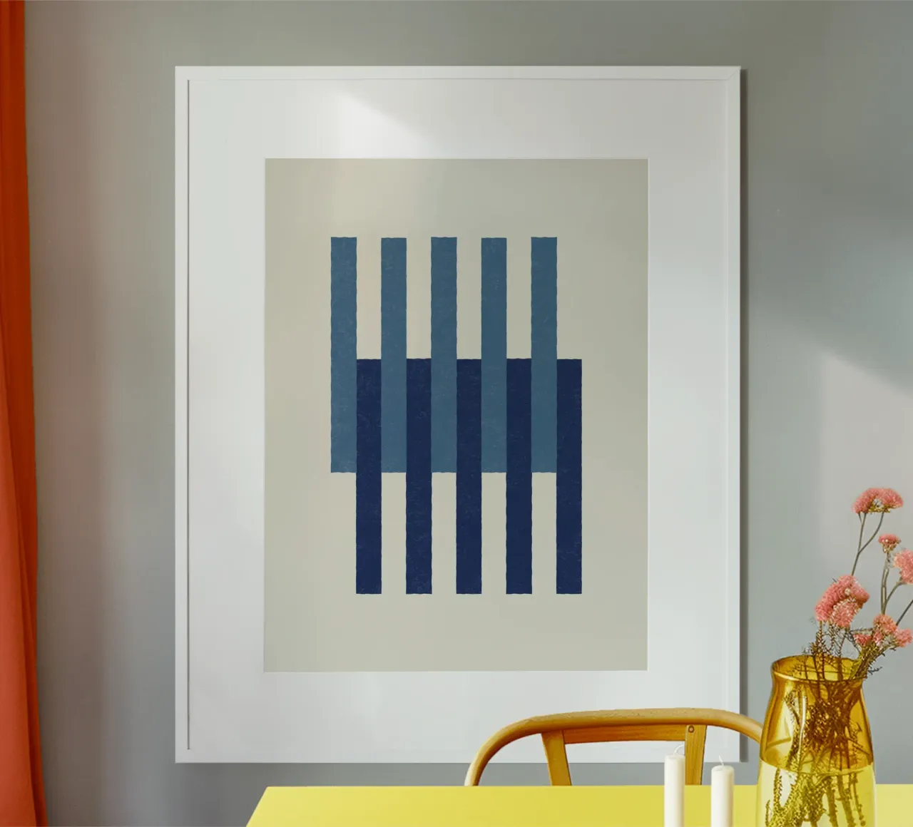 Linee allineate - Blu navy poster con telaio in plastica da MoonlightPrint