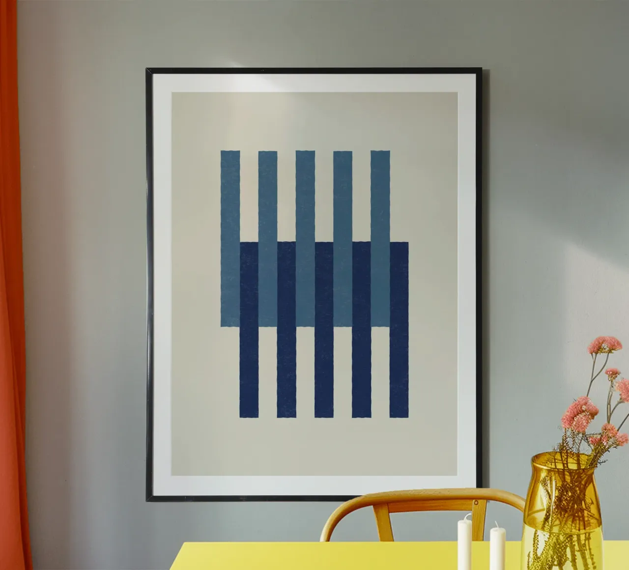 Linee allineate - Blu navy poster con telaio in plastica da MoonlightPrint