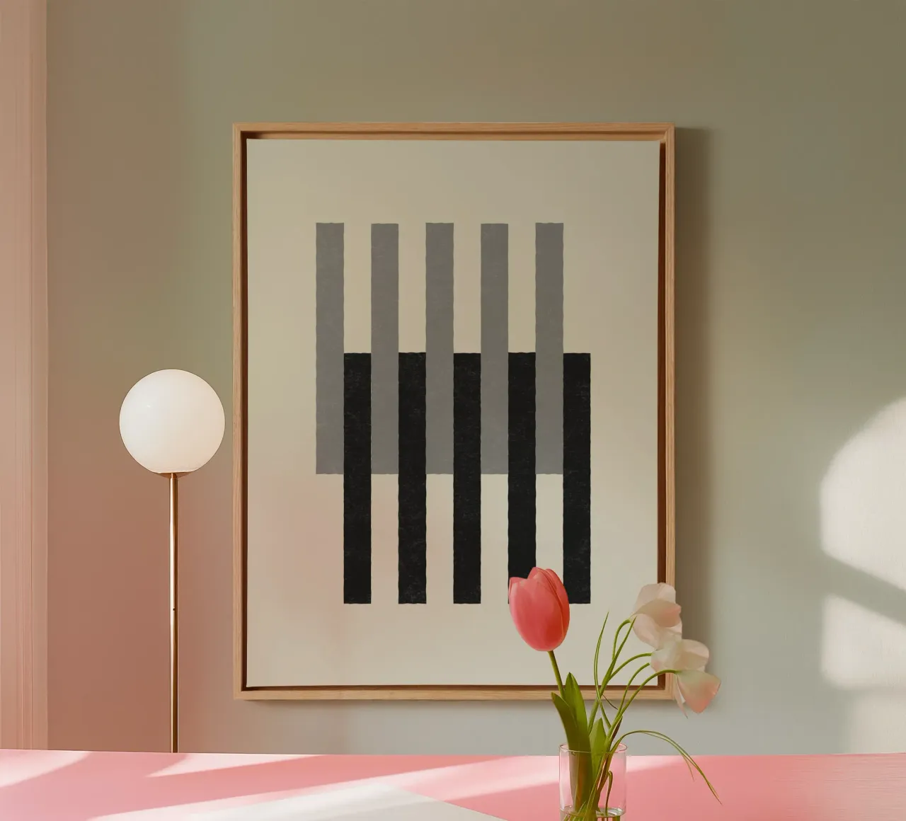 Lines Aligned - Black and White canvas by MoonlightPrint