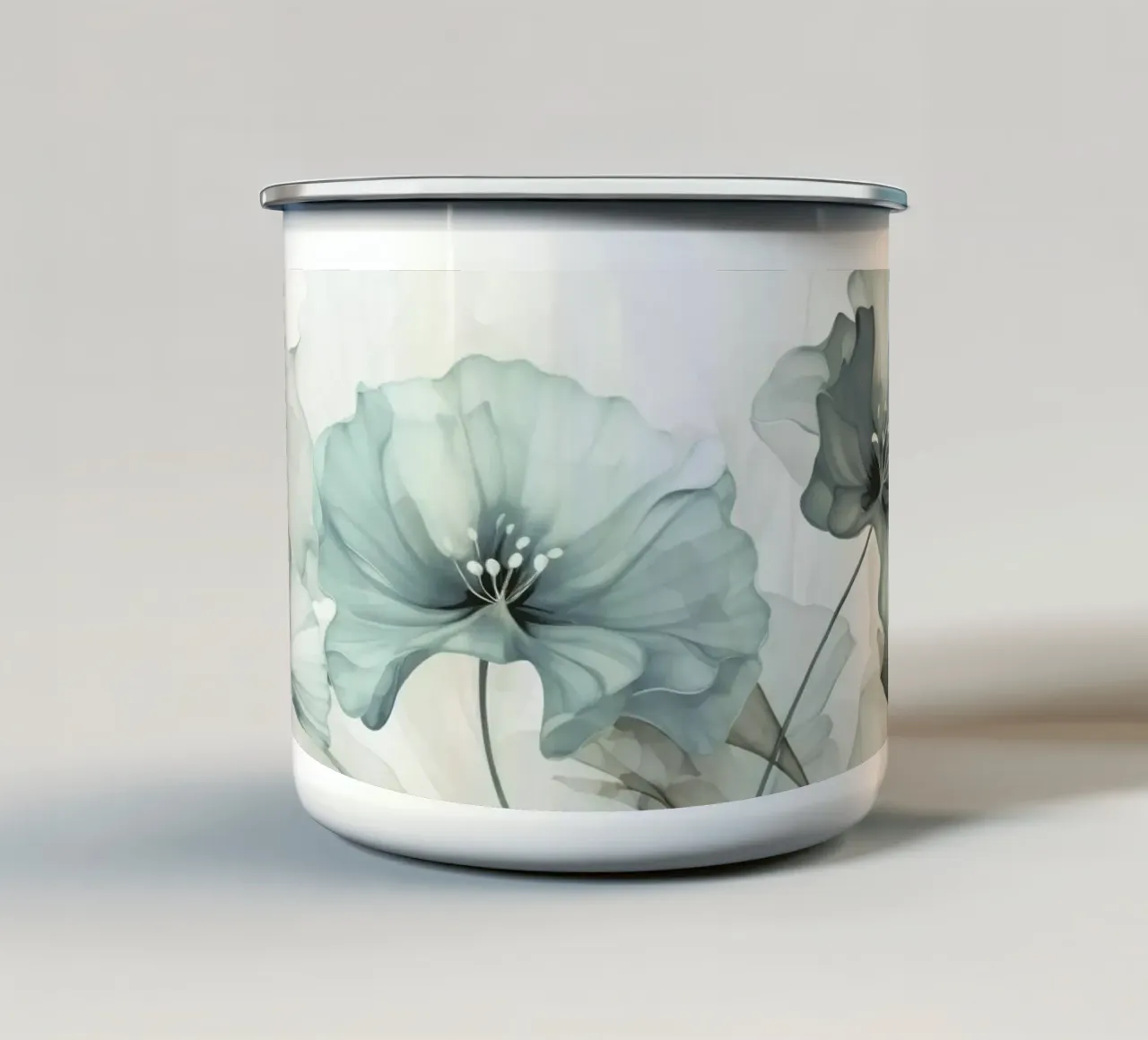 Fantasie floreali eteree verde chiaro tazza in smalto da Andrea Haase Floral Passion