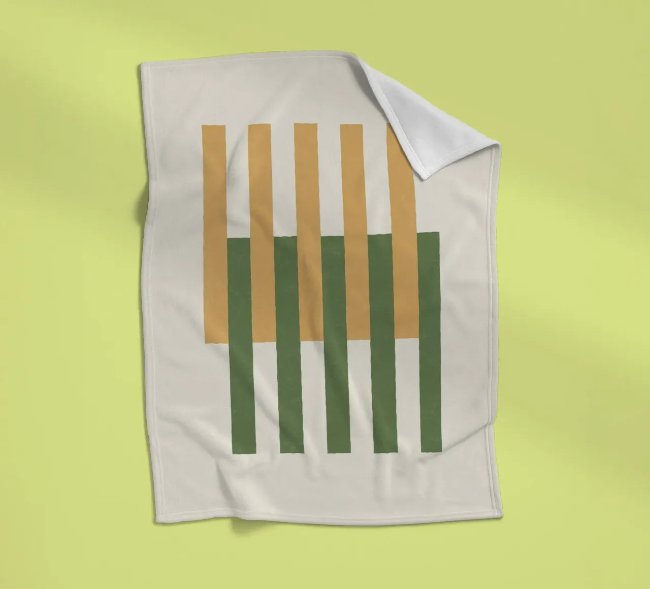 Lines Aligned - Gold Green fleece blanket by MoonlightPrint