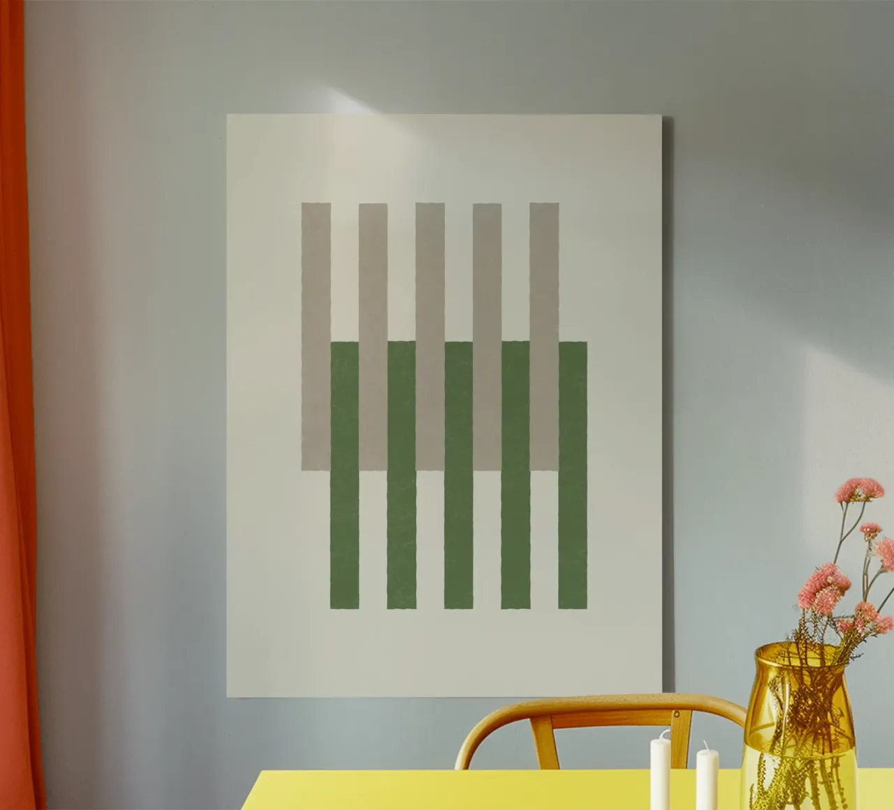 Lignes alignées - Vertes toile de MoonlightPrint