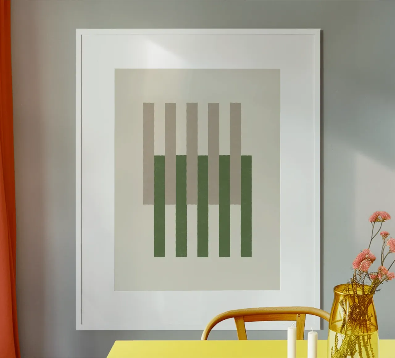 Linee allineate - Verde poster con telaio in legno da MoonlightPrint