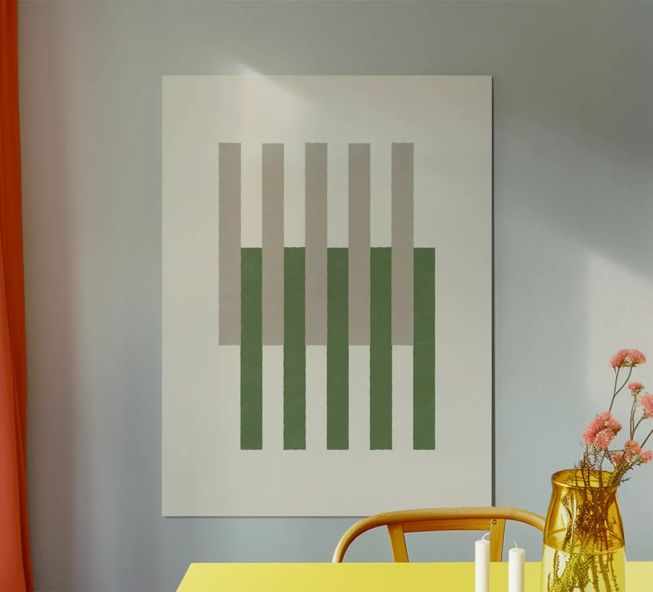Linee allineate - Verde poster con telaio in legno da MoonlightPrint
