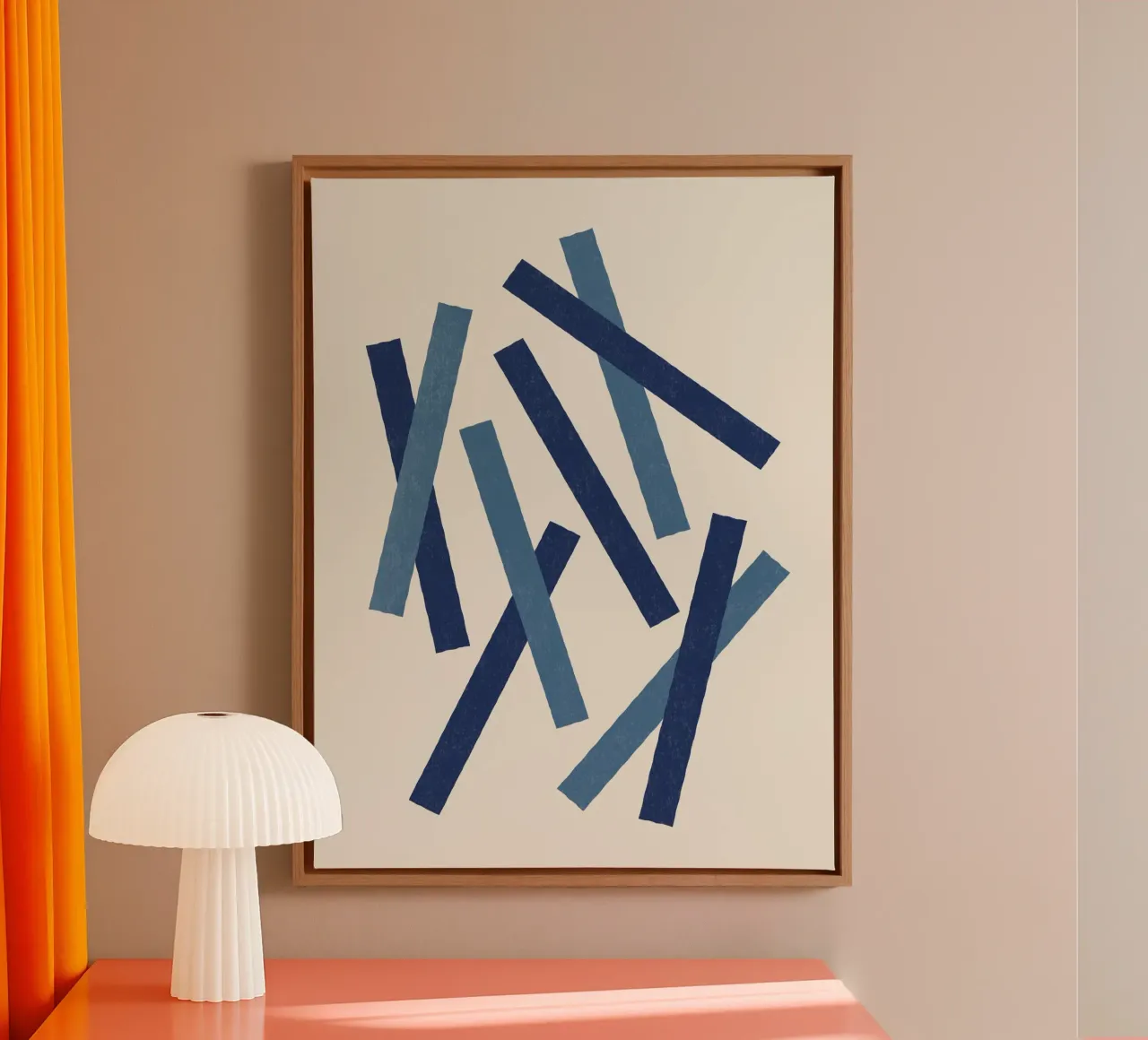 Linee allineate - Blu navy tela con Cornice a cassetta da MoonlightPrint