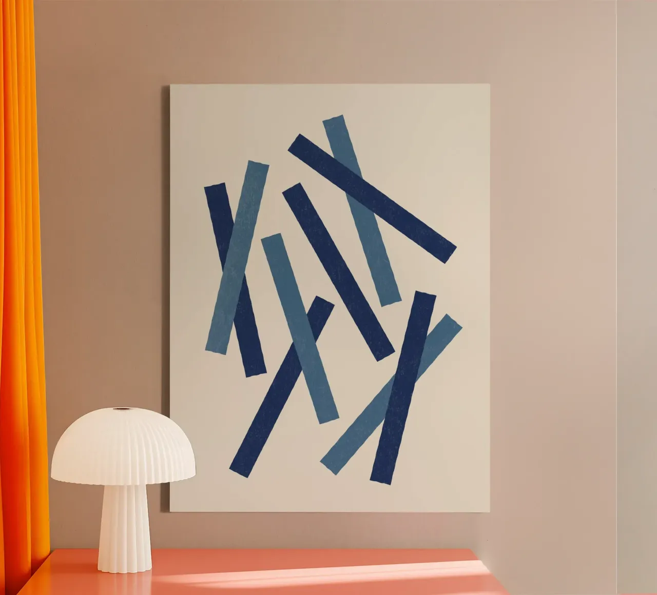 Linee allineate - Blu navy tela con Cornice a cassetta da MoonlightPrint