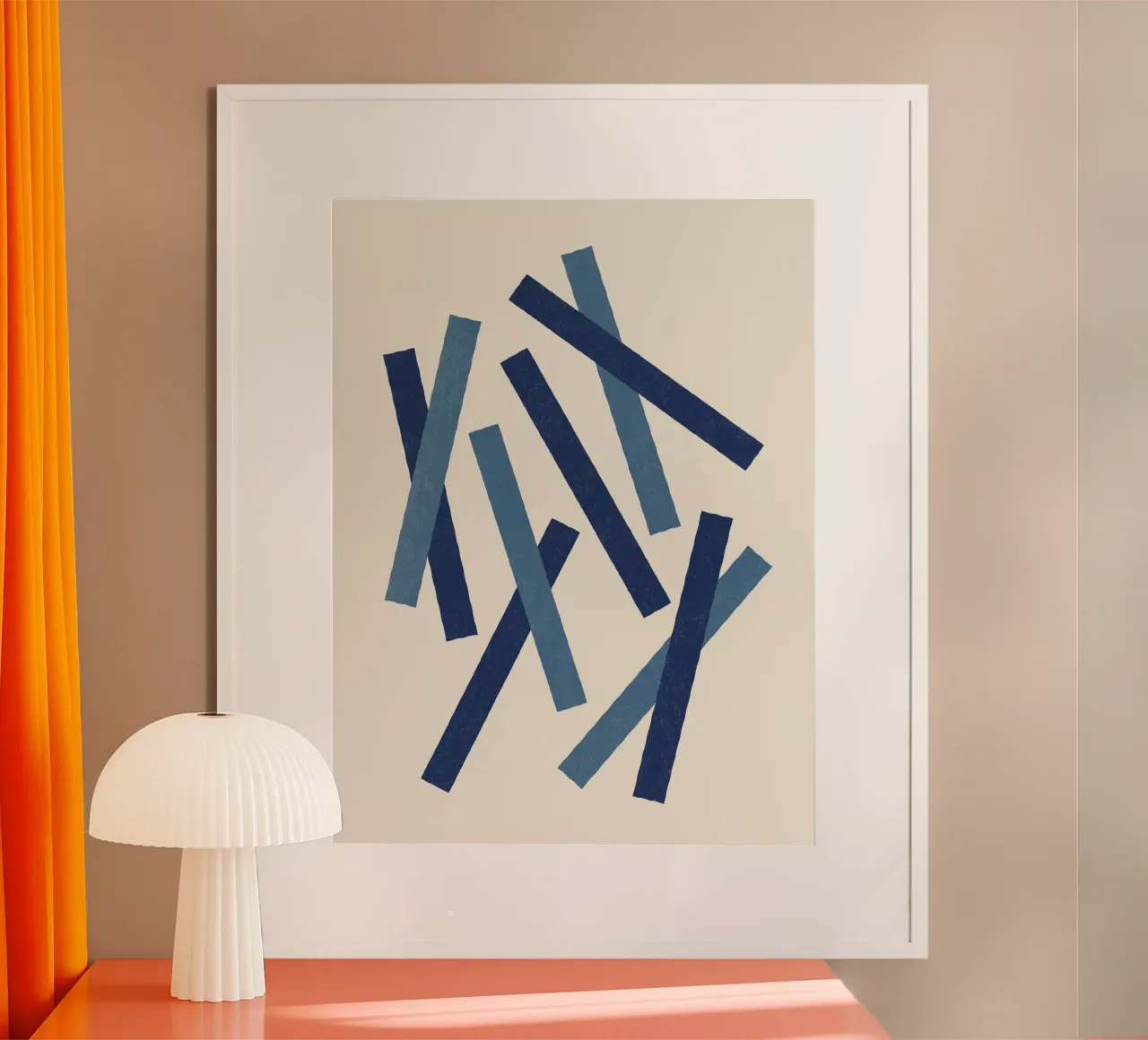 Linee allineate - Blu navy poster con telaio in legno da MoonlightPrint