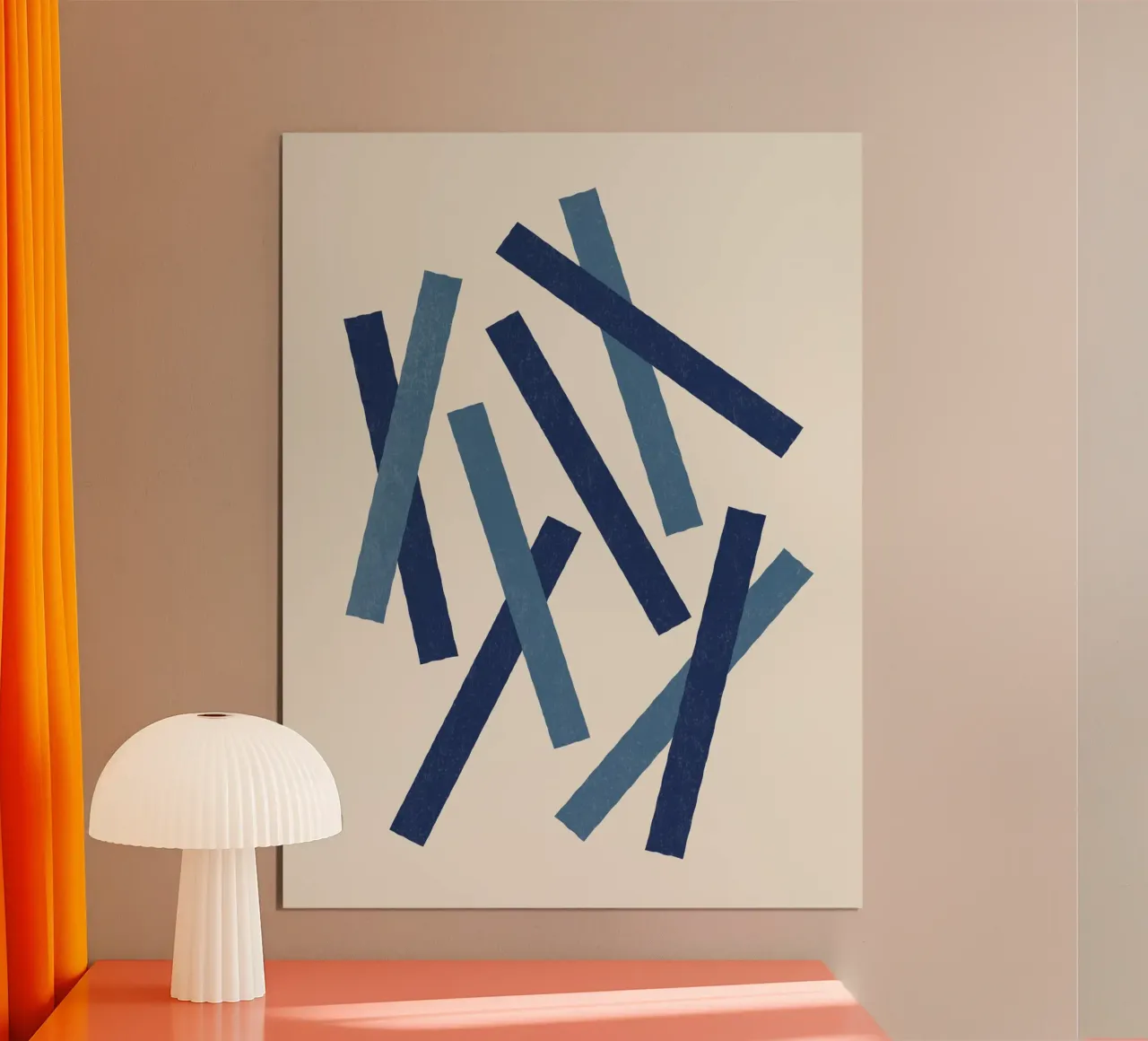 Linee allineate - Blu navy poster con telaio in legno da MoonlightPrint