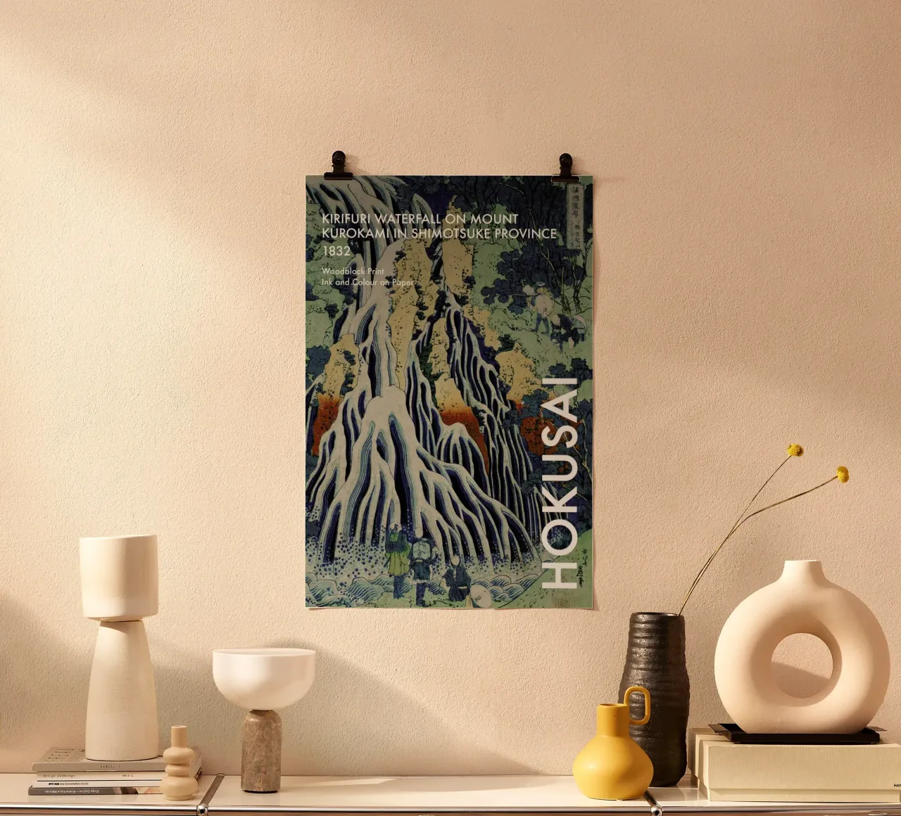 Hokusai - Kirifuri Waterfall at Kurokami Mountain in Shimotsuke III poster da Vintage by JUNIQE