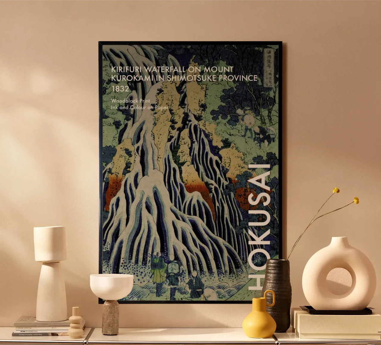 Hokusai - Kirifuri Waterfall at Kurokami Mountain in Shimotsuke III poster da Vintage by JUNIQE
