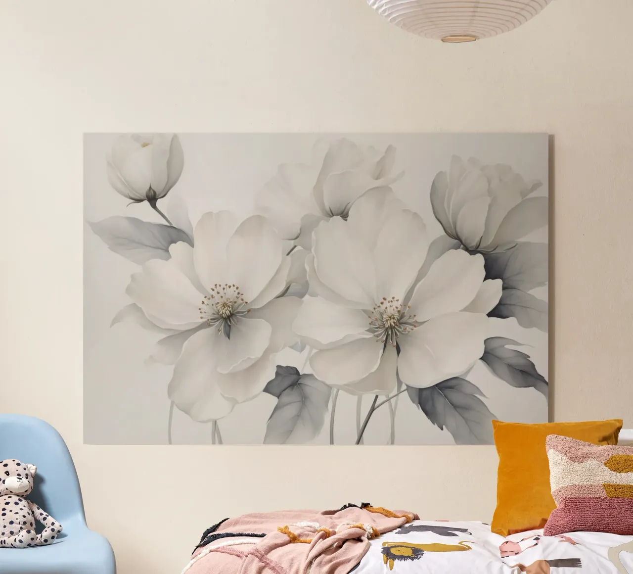 Fiori delicati Bianco Grigio plexiglass da Andrea Haase Floral Passion