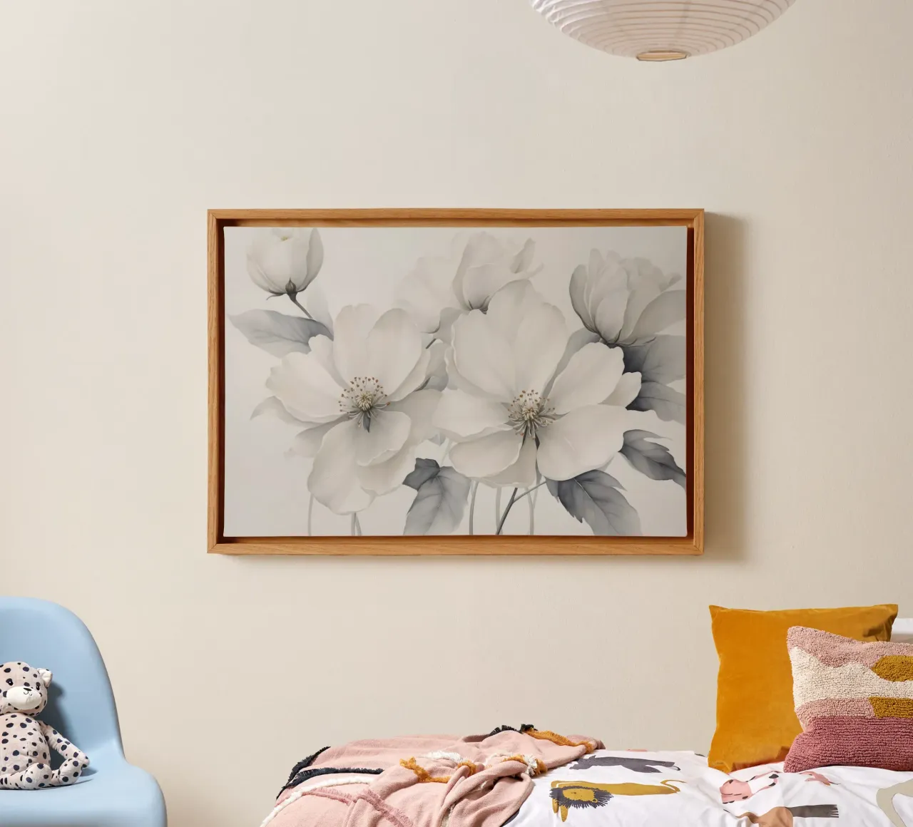 Zachte bloemen wit grijs canvas met Baklijst van Andrea Haase Floral Passion