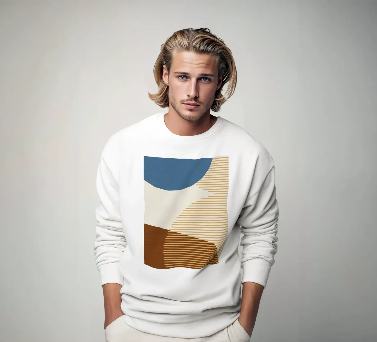 Linee Colore Forme - Blu Oro Marrone felpa da MoonlightPrint
