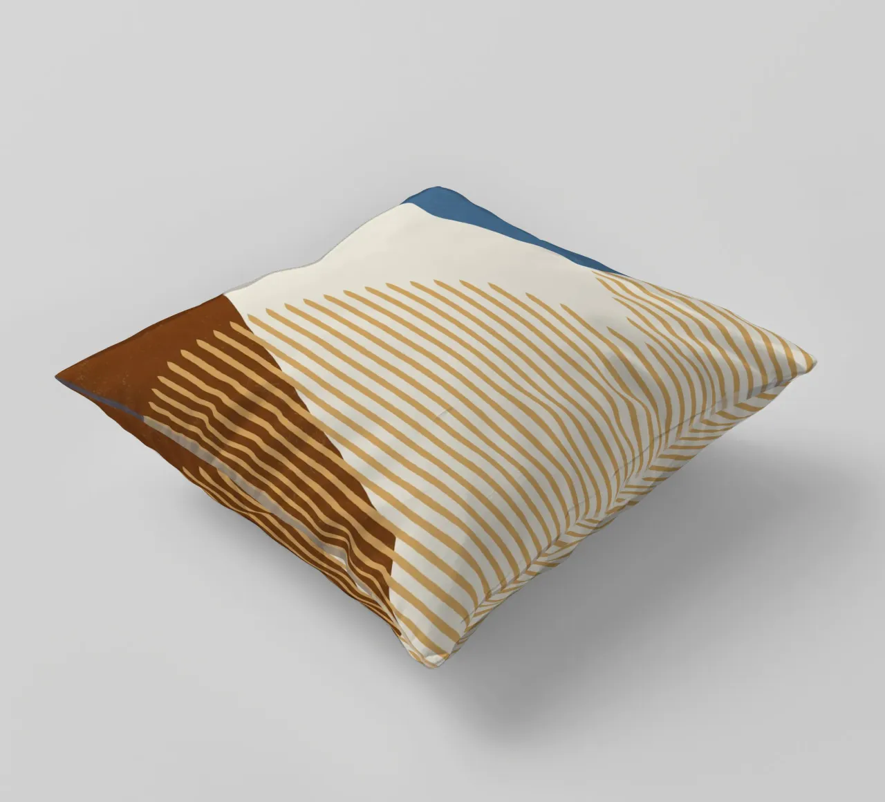 Linee Colore Forme - Blu Oro Marrone cuscino da MoonlightPrint